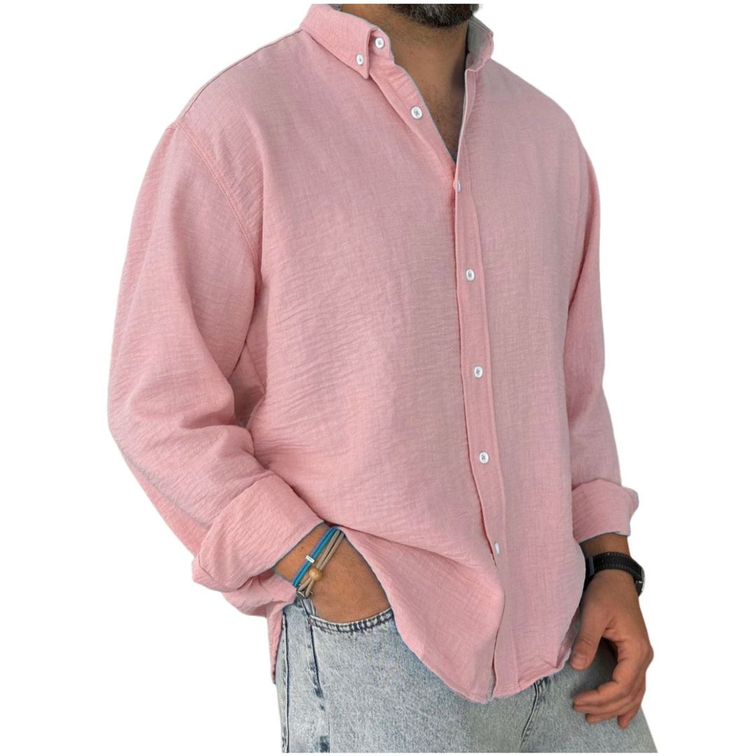 Chemise en Coton à Manches Longues pour Homme