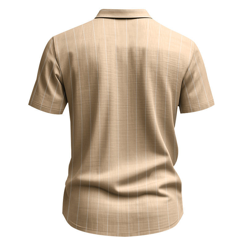 Chemise à Manches Courtes Rayée en Lin pour Hommes