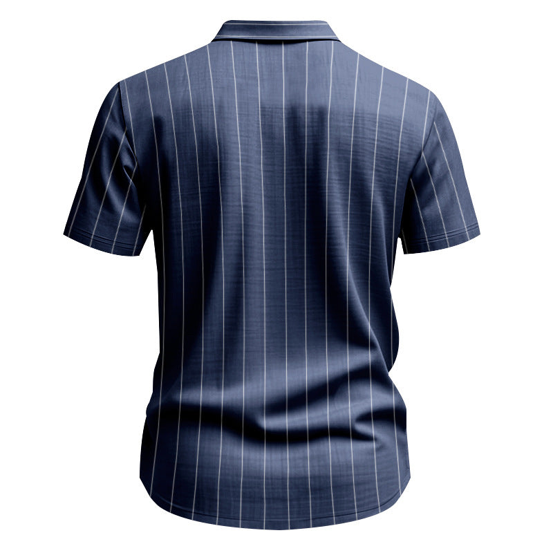 Chemise à Manches Courtes Rayée en Lin pour Hommes