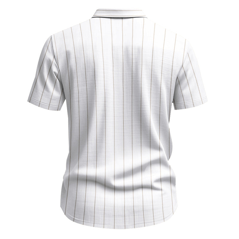 Chemise à Manches Courtes Rayée en Lin pour Hommes