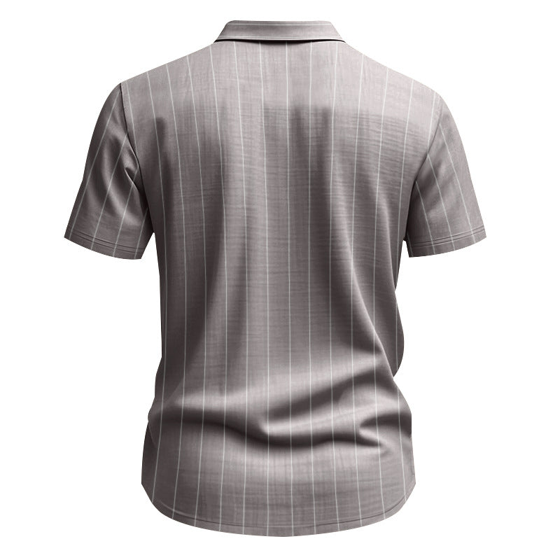 Chemise à Manches Courtes Rayée en Lin pour Hommes