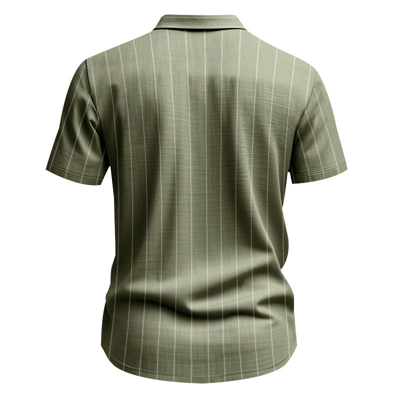Chemise à Manches Courtes Rayée en Lin pour Hommes
