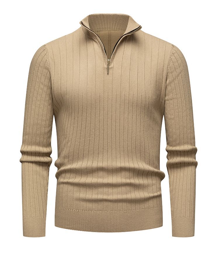 Pull zippé côtelé intemporel pour hommes