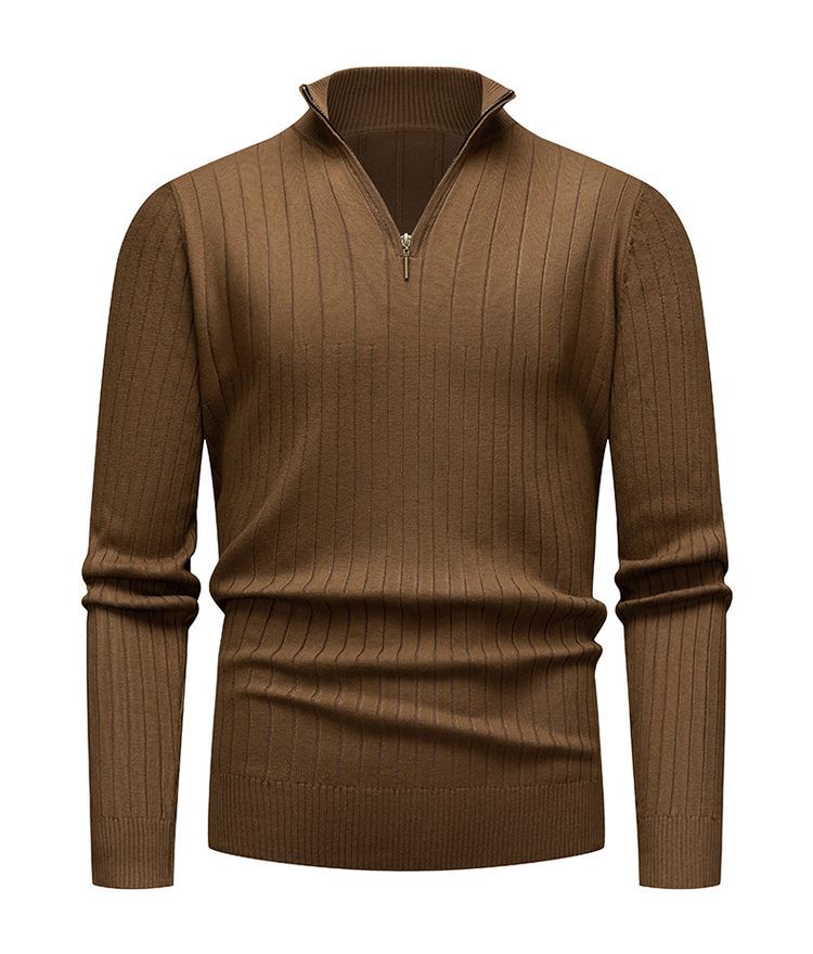 Pull zippé côtelé intemporel pour hommes