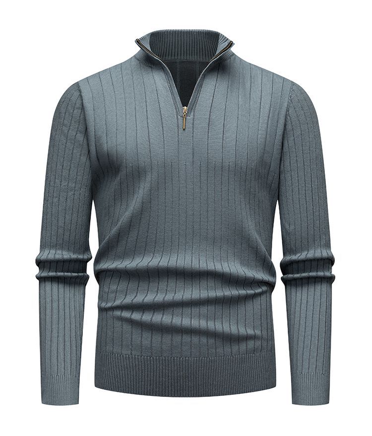 Pull zippé côtelé intemporel pour hommes