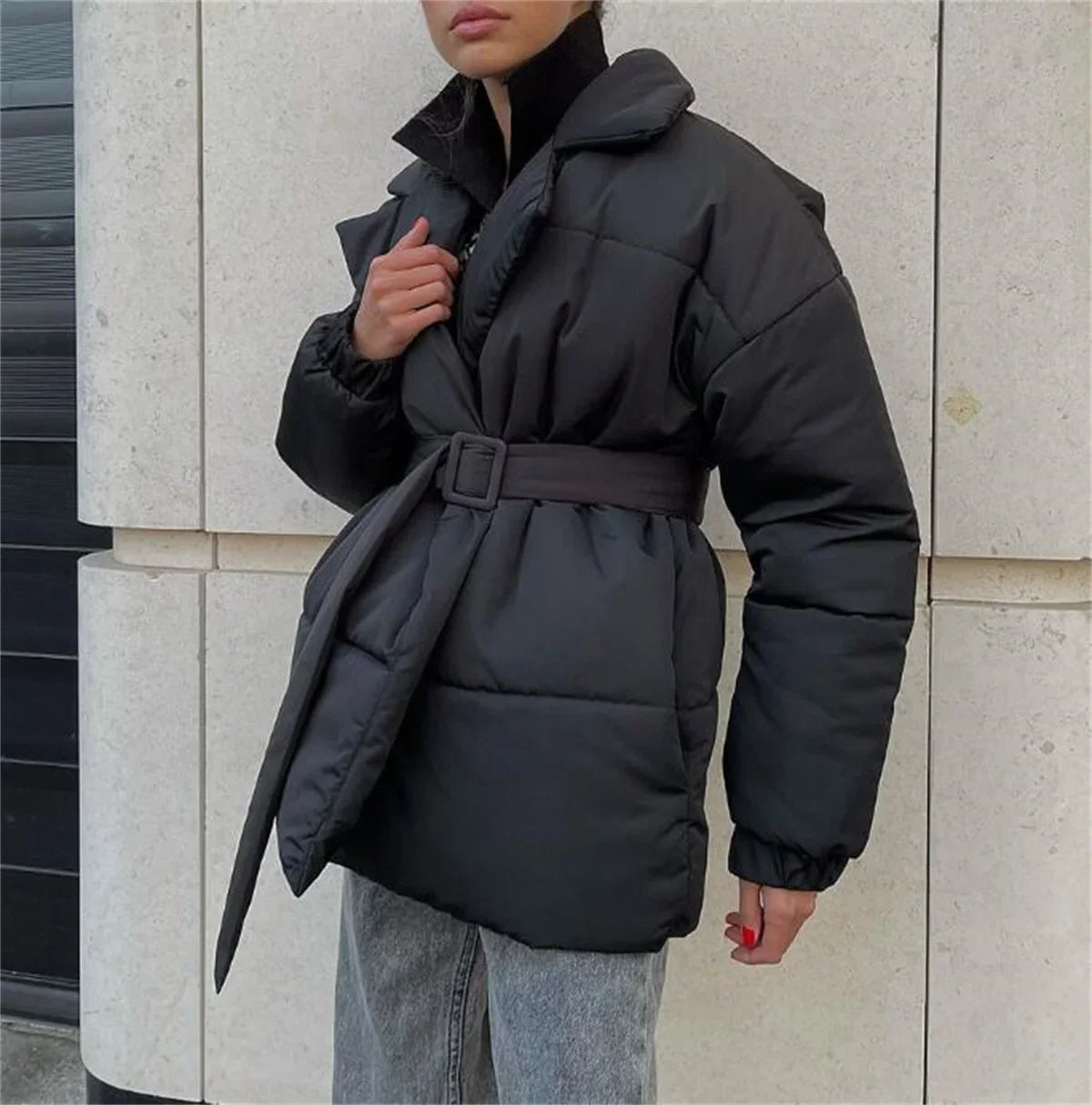 Veste ceinturée à revers