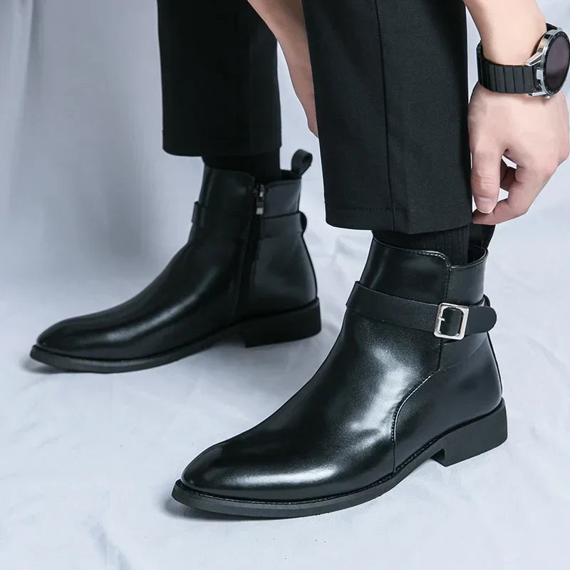 Bottines Chelsea en cuir véritable Sergio