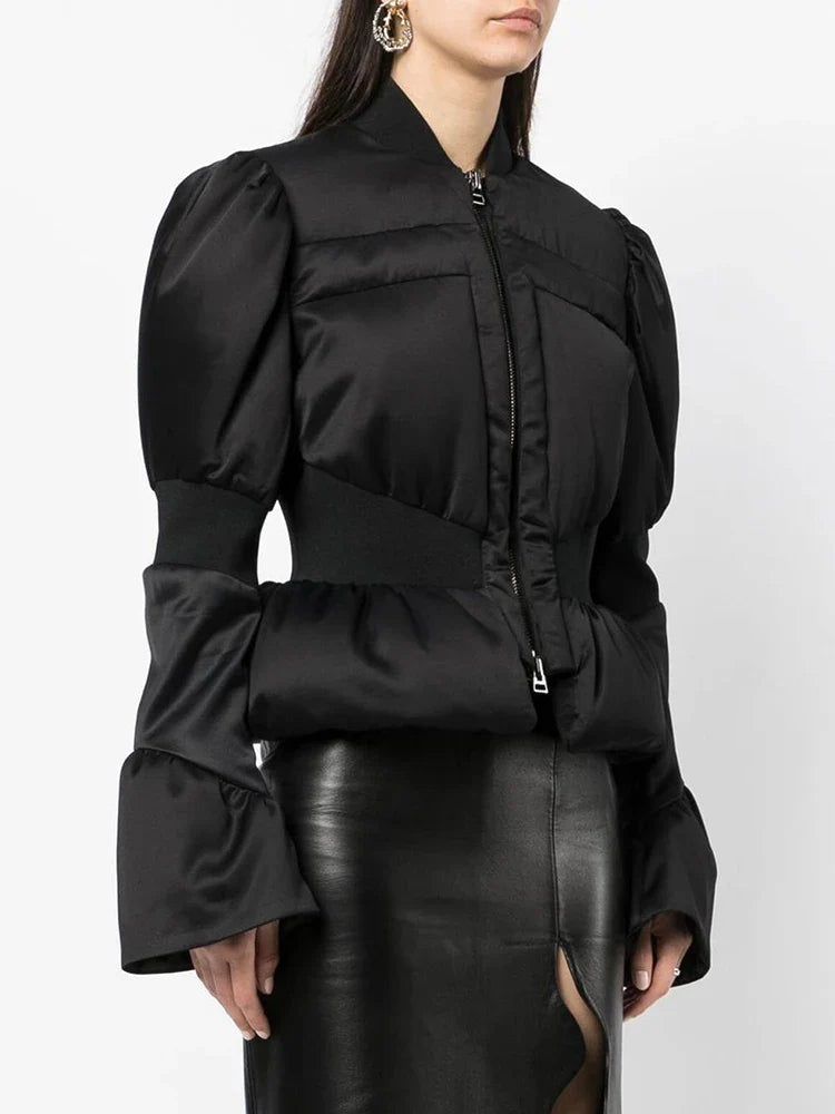 Veste Peplum en Satin Rembourrée