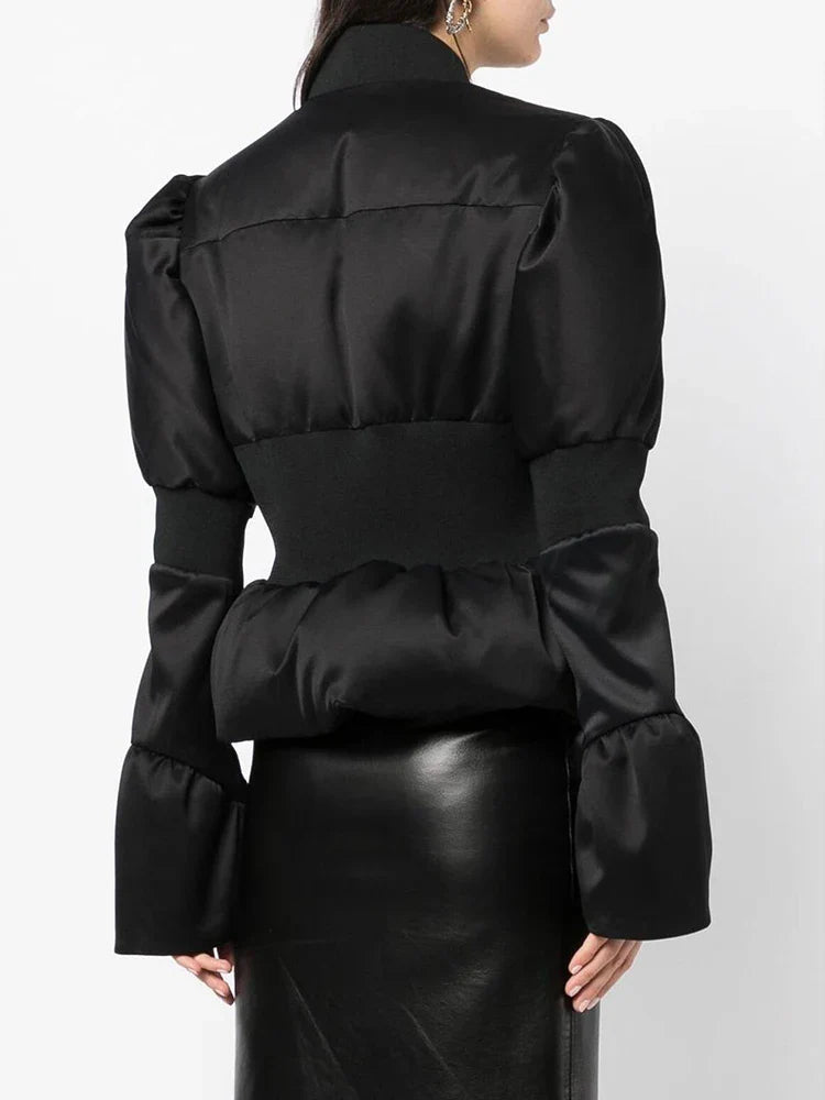 Veste Peplum en Satin Rembourrée