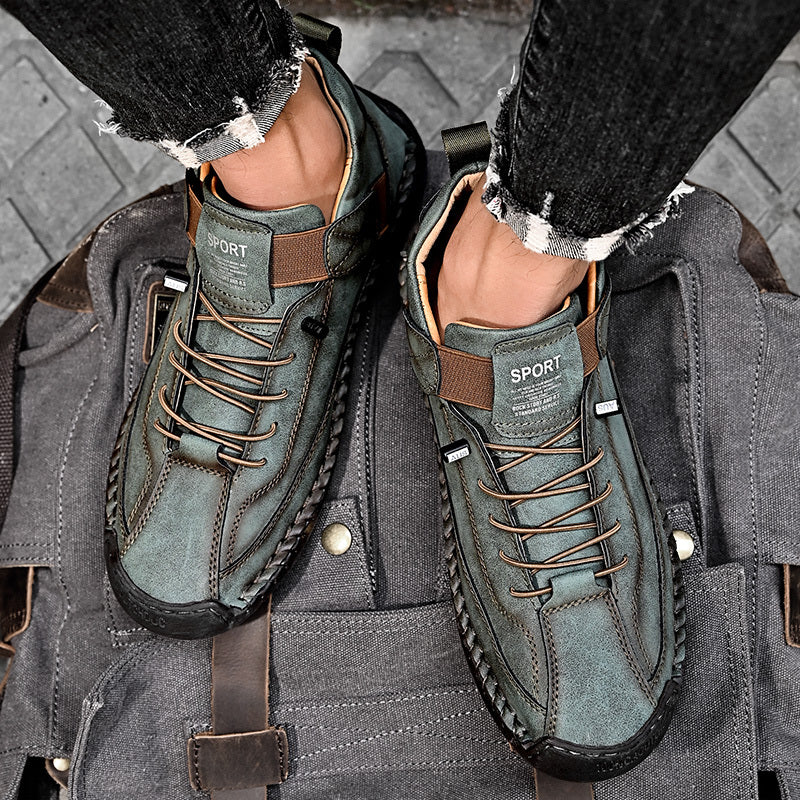 Chaussures Casual pour Hommes en Cuir Véritable - Respirantes, Antidérapantes, Toutes Saisons