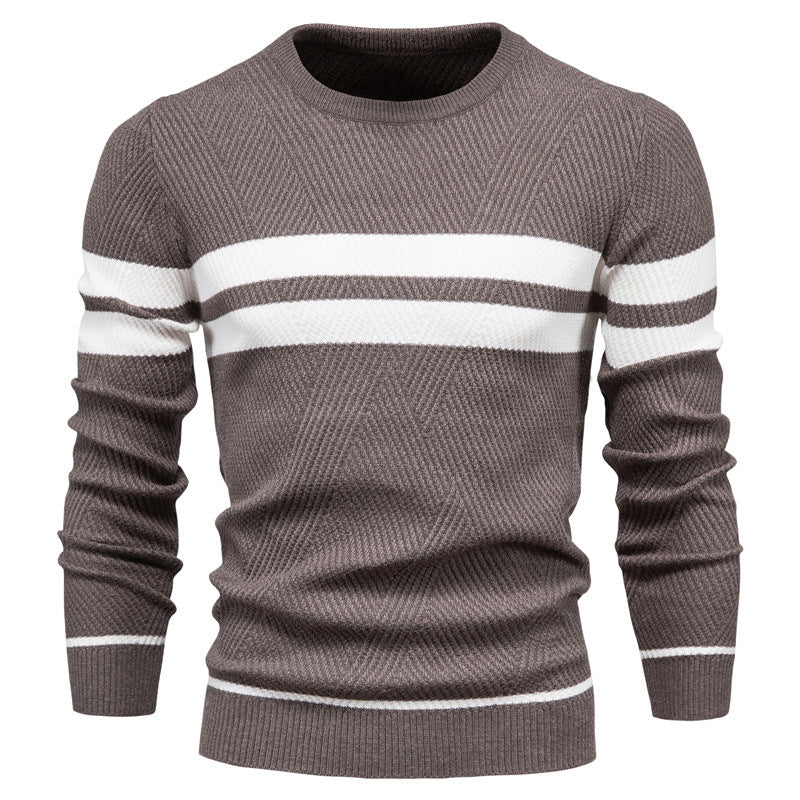 Pull en Tricot Rayé Stylé pour Hommes