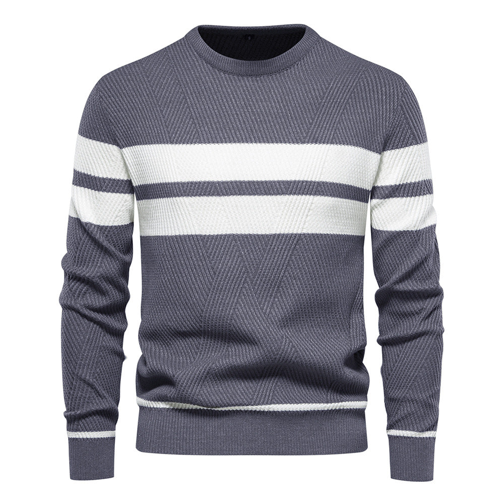 Pull en Tricot Rayé Stylé pour Hommes