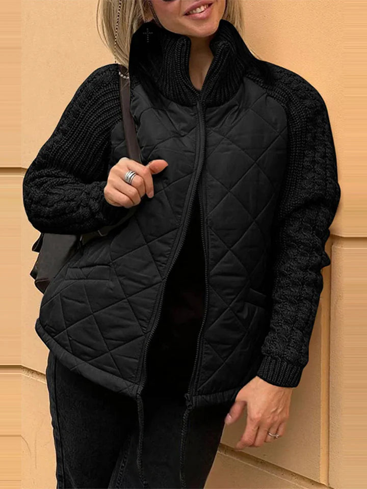 BELINA | Veste décontractée en patchwork avec fermeture éclair