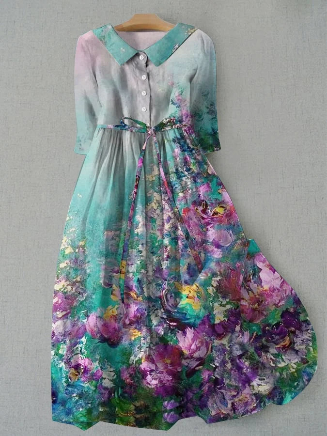 TERAH | Robe fleurie avec lien à la taille pour femmes