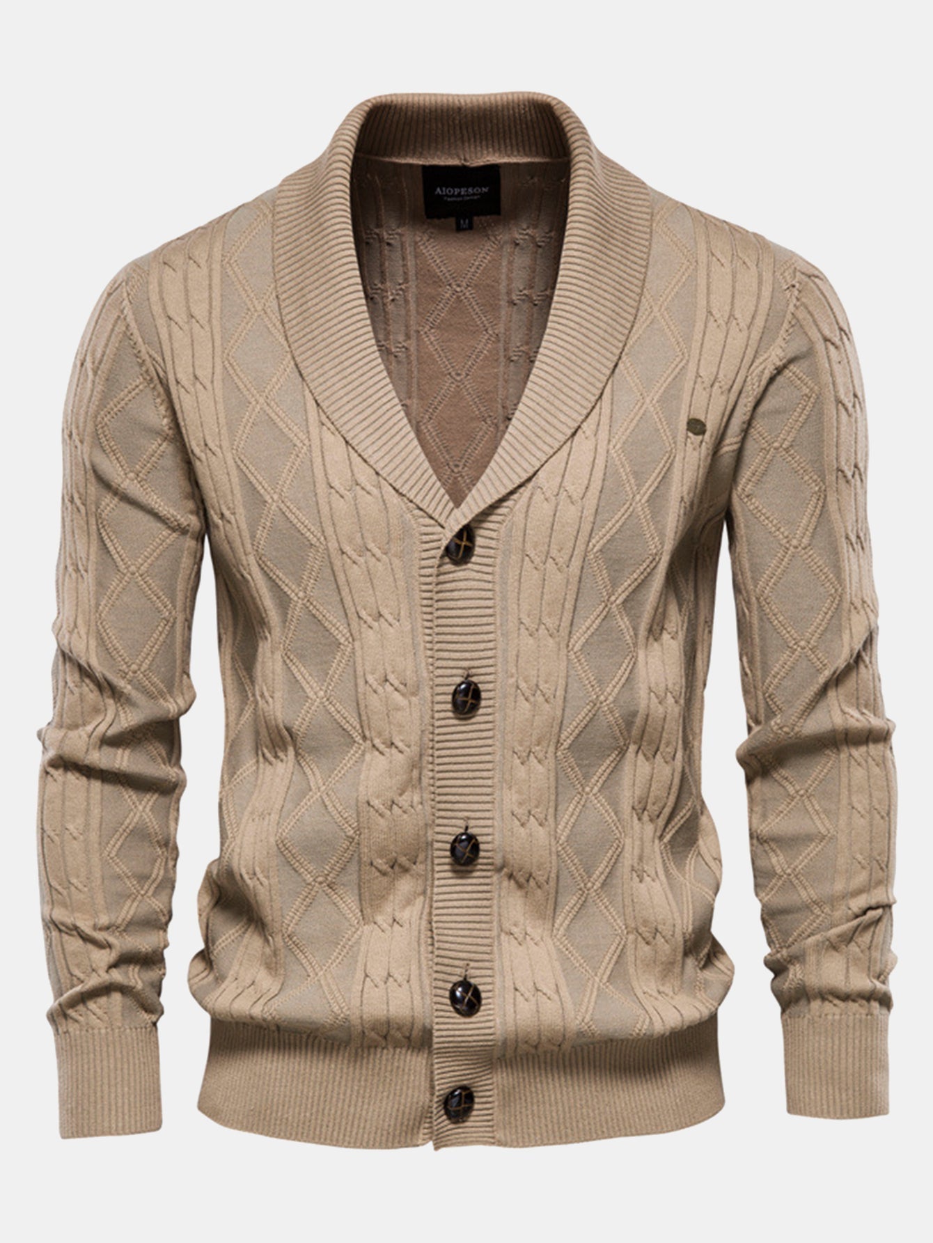 Gilet en jacquard géométrique à col châle