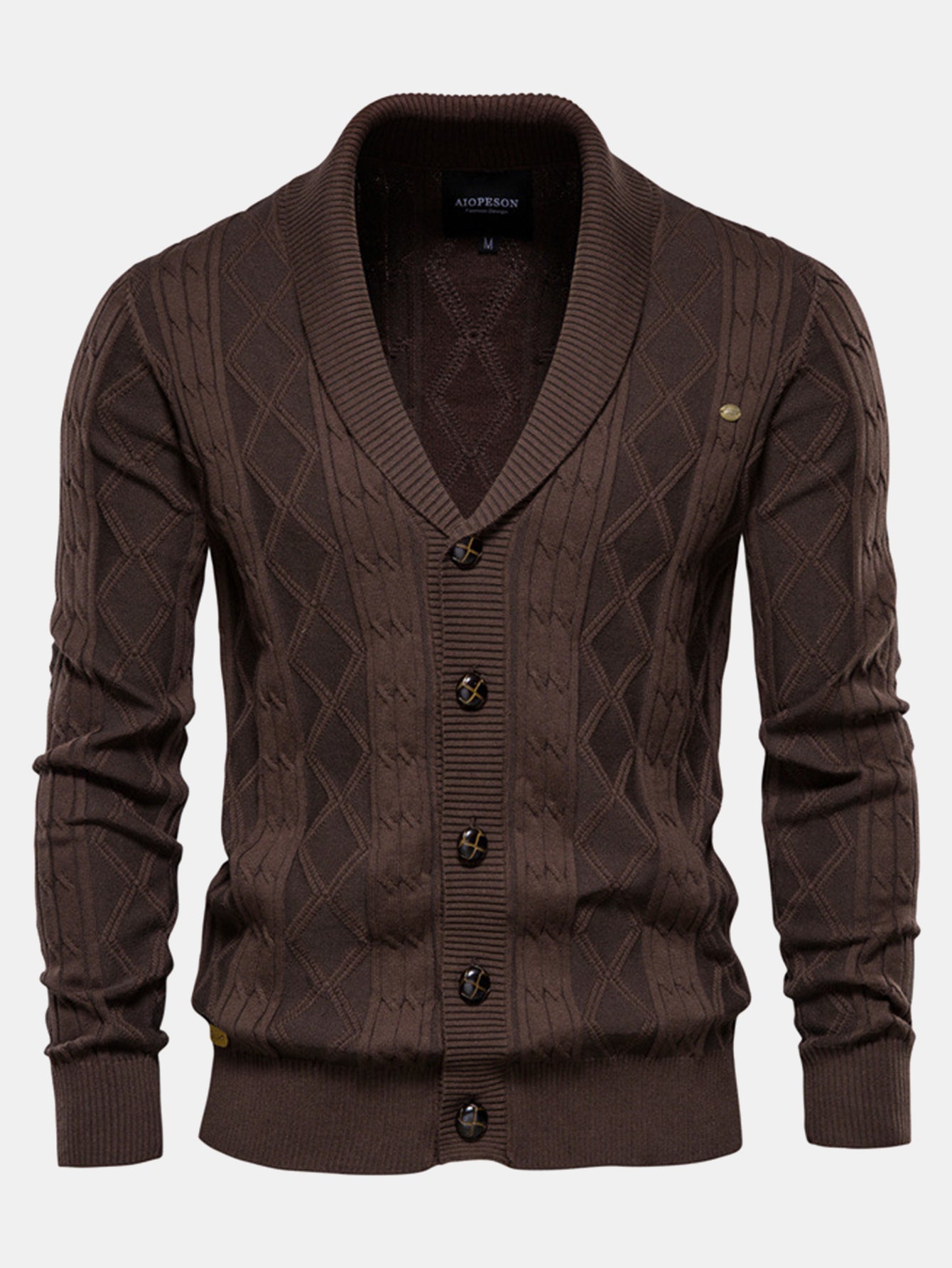 Gilet en jacquard géométrique à col châle