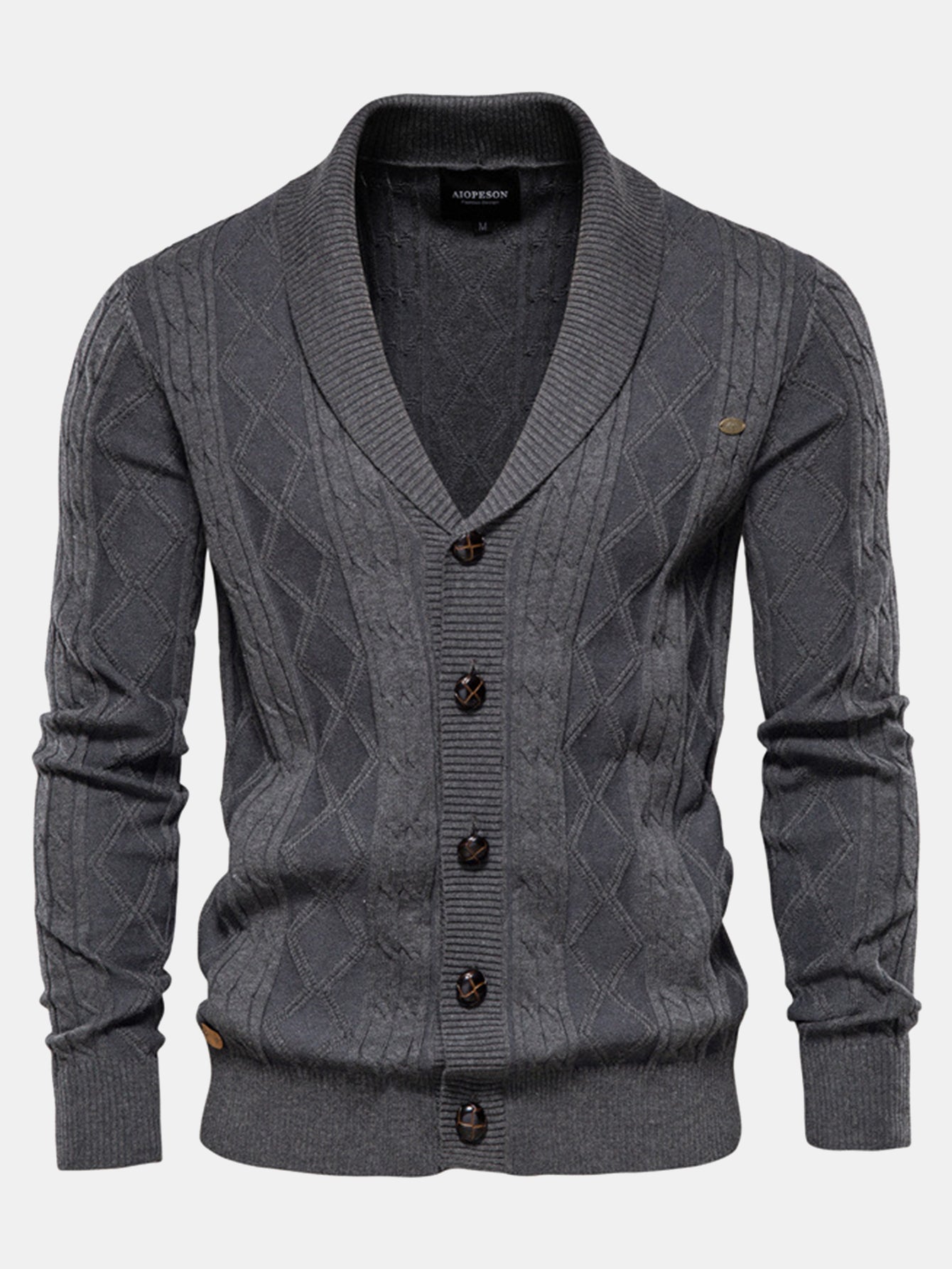 Gilet en jacquard géométrique à col châle
