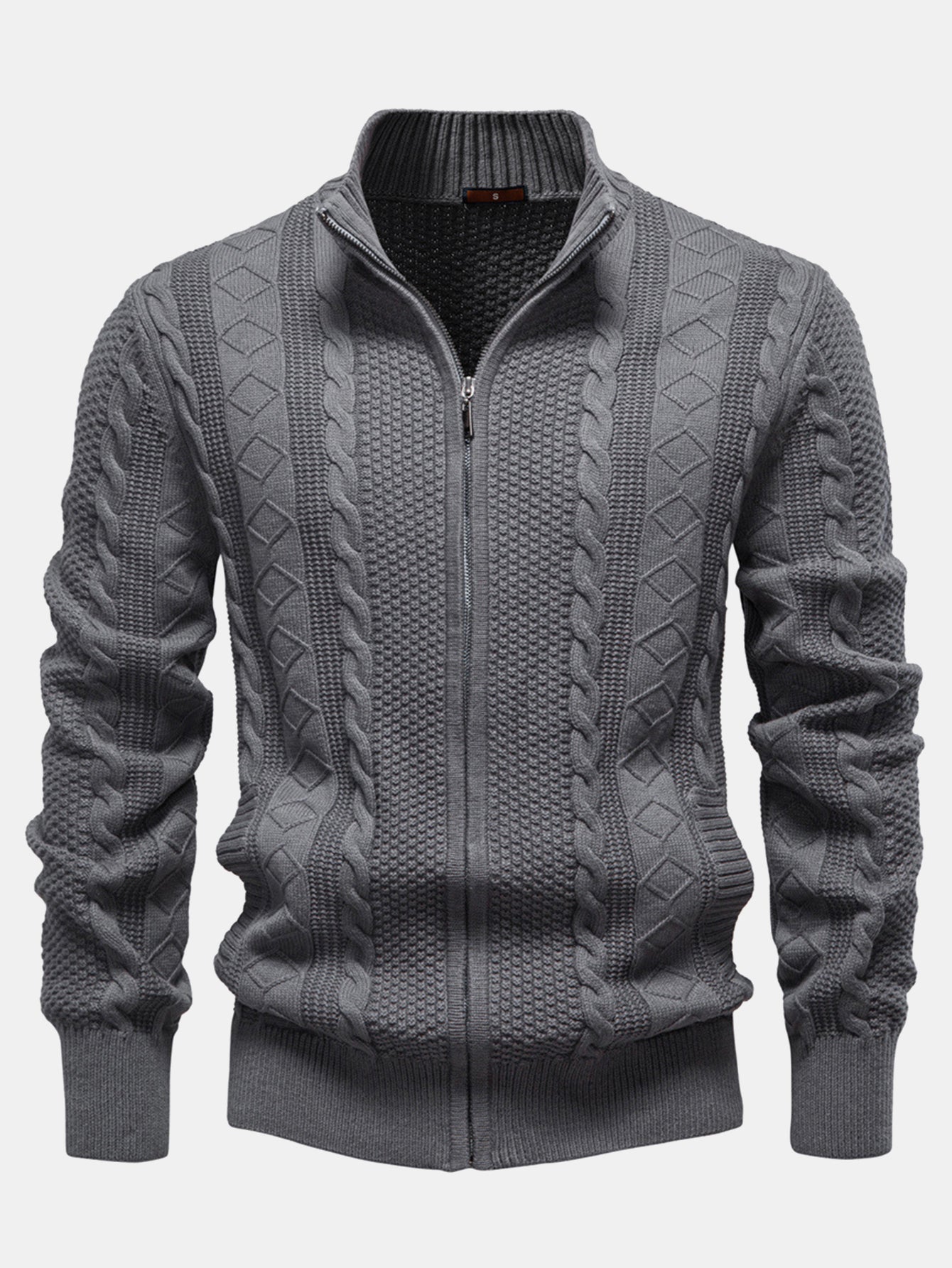 Pull à col montant zippé en jacquard twist