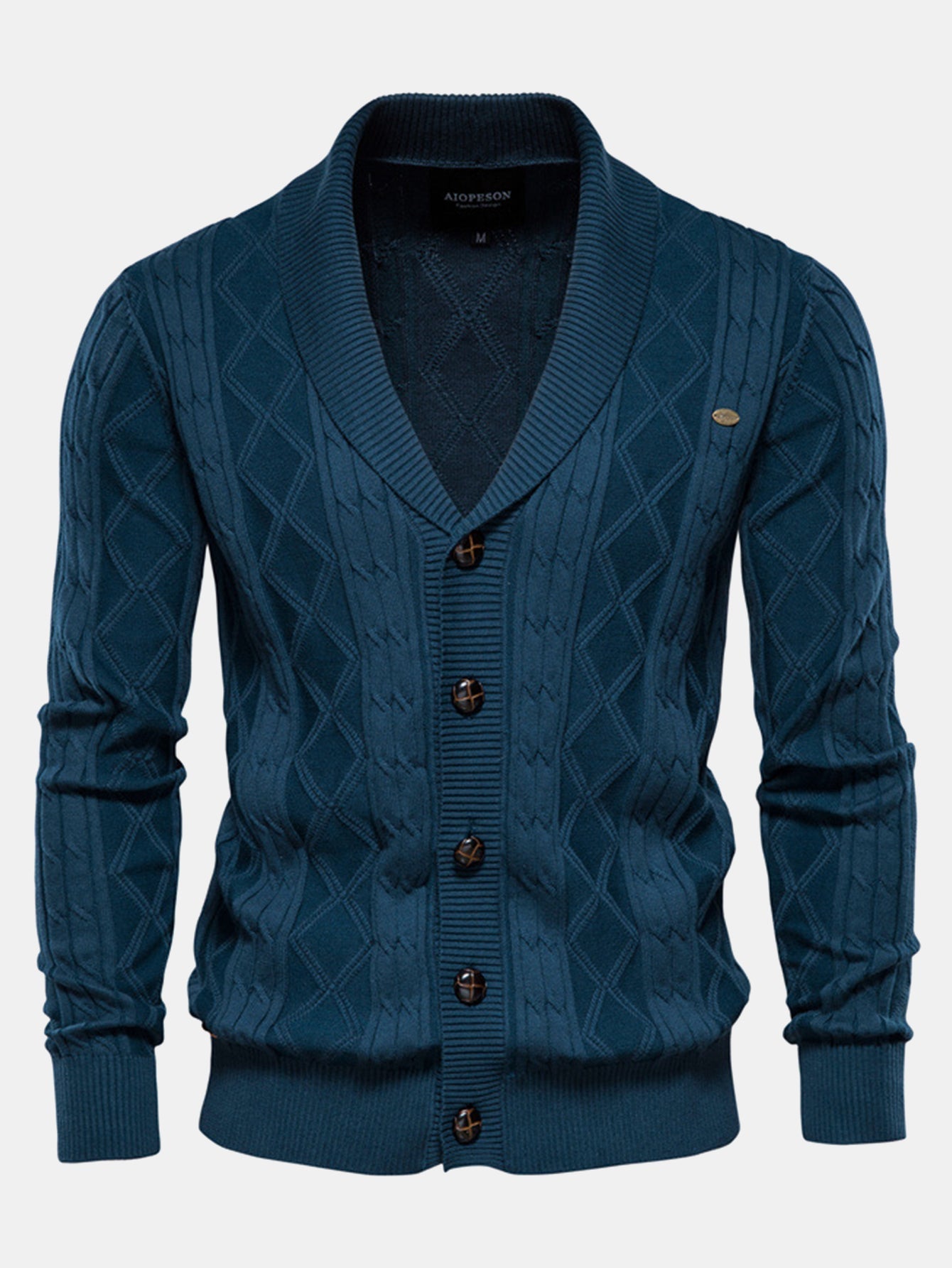 Gilet en jacquard géométrique à col châle