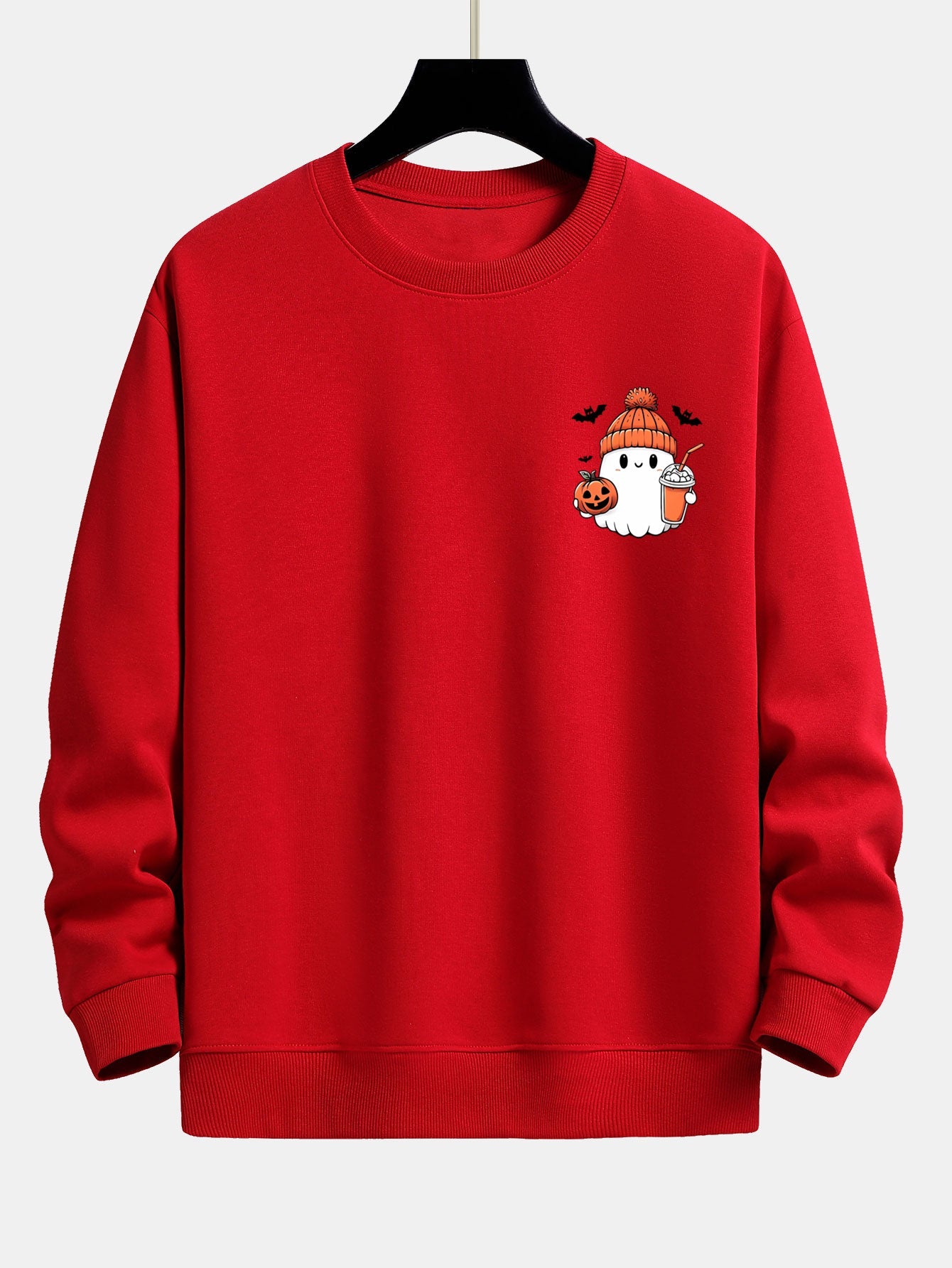 Sweatshirt décontracté imprimé citrouille fantôme d'Halloween