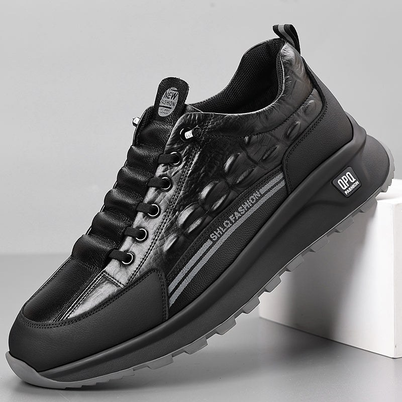 DAOD Hommes Baskets En Cuir Véritable Basses