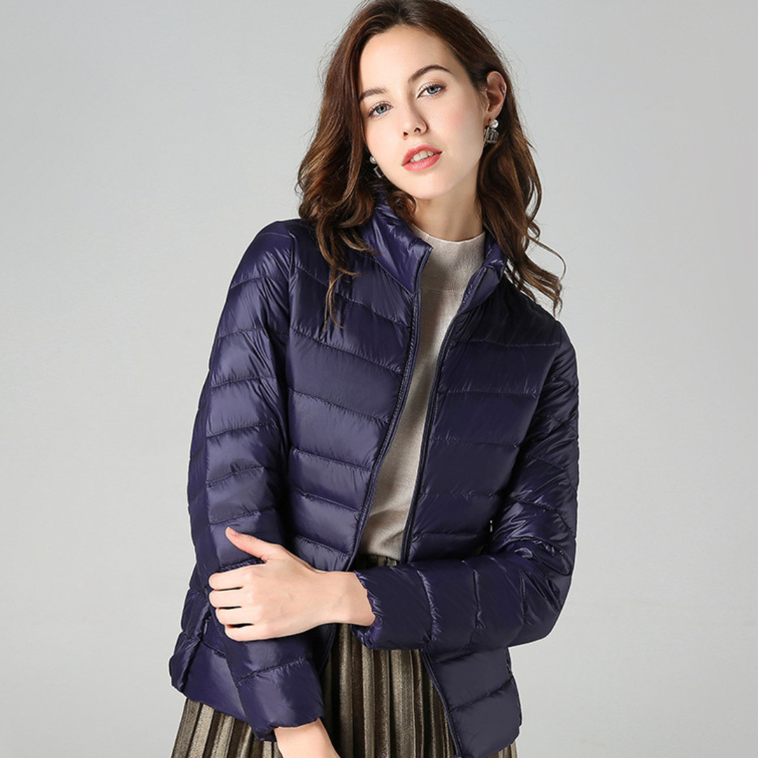 Aurora - Nouvelle Veste Ultralight avec Plumes Blanches de Canard