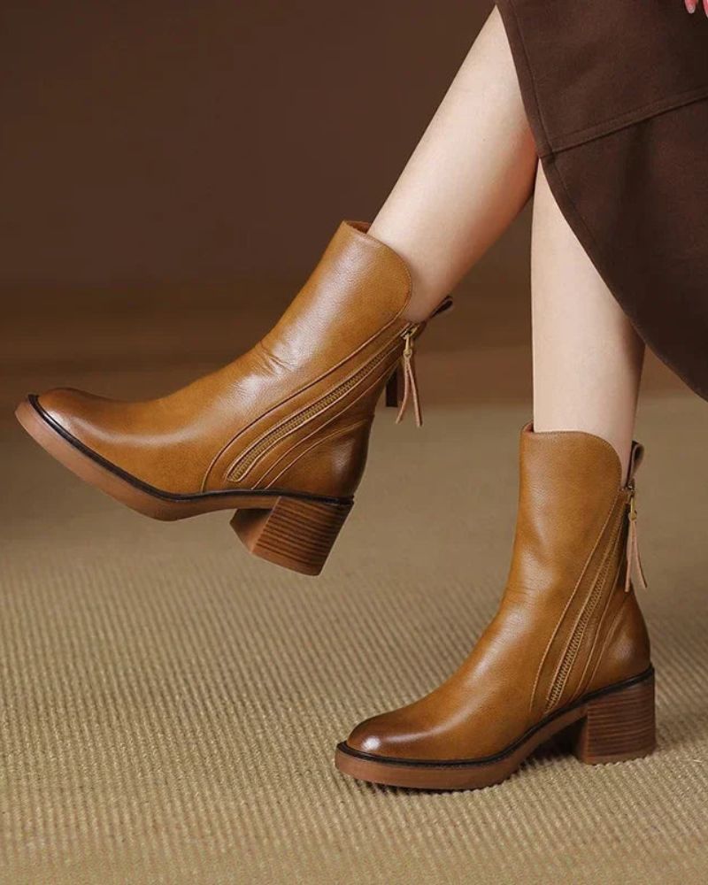 Garciel – Bottines noires en cuir à talon confort