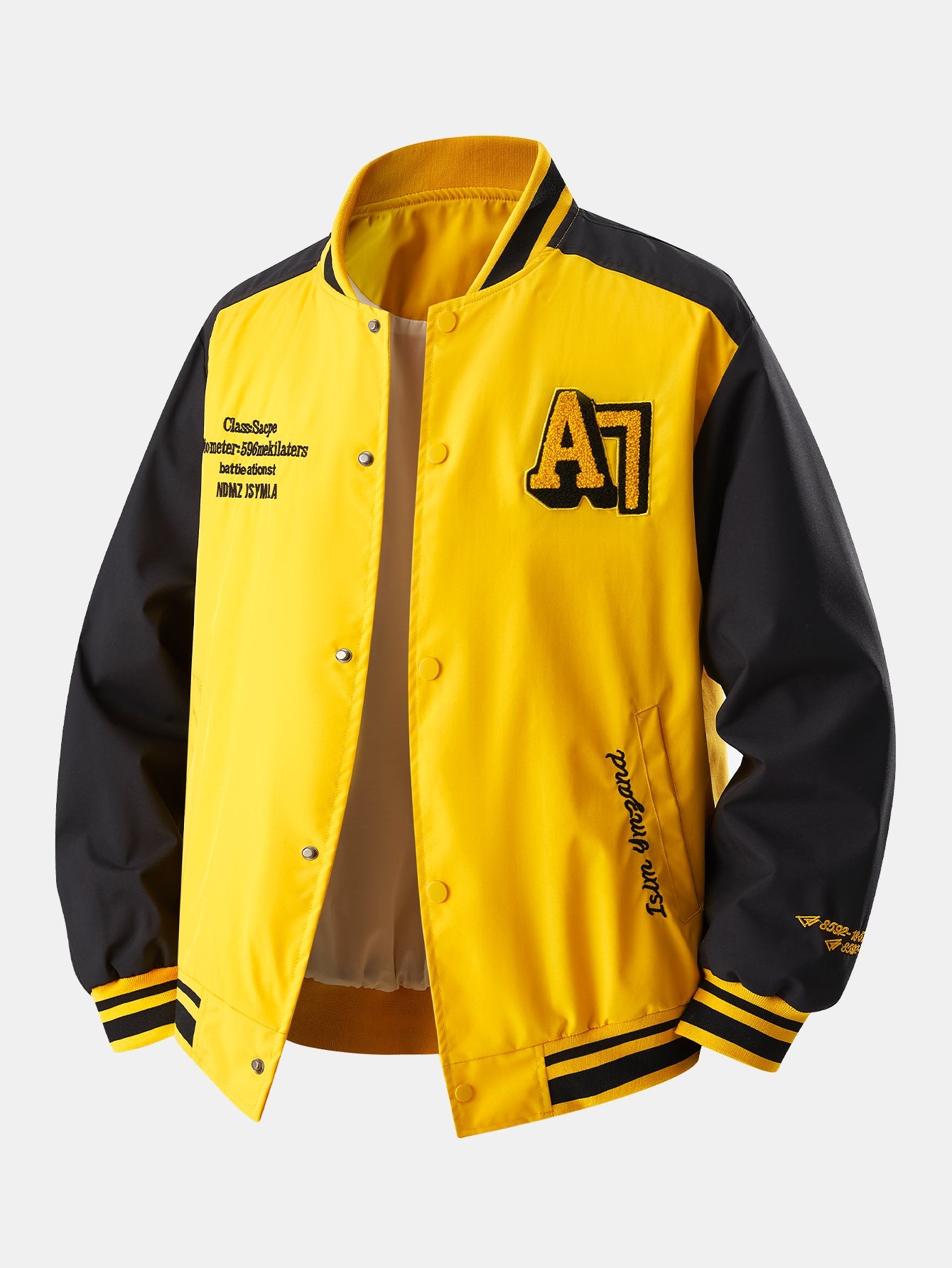Veste de Baseball à Broderie Contrastée Coupe Relaxed