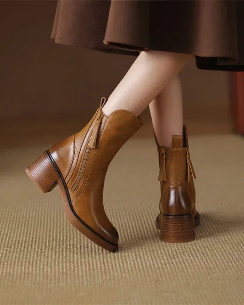 Garciel – Bottines noires en cuir à talon confort