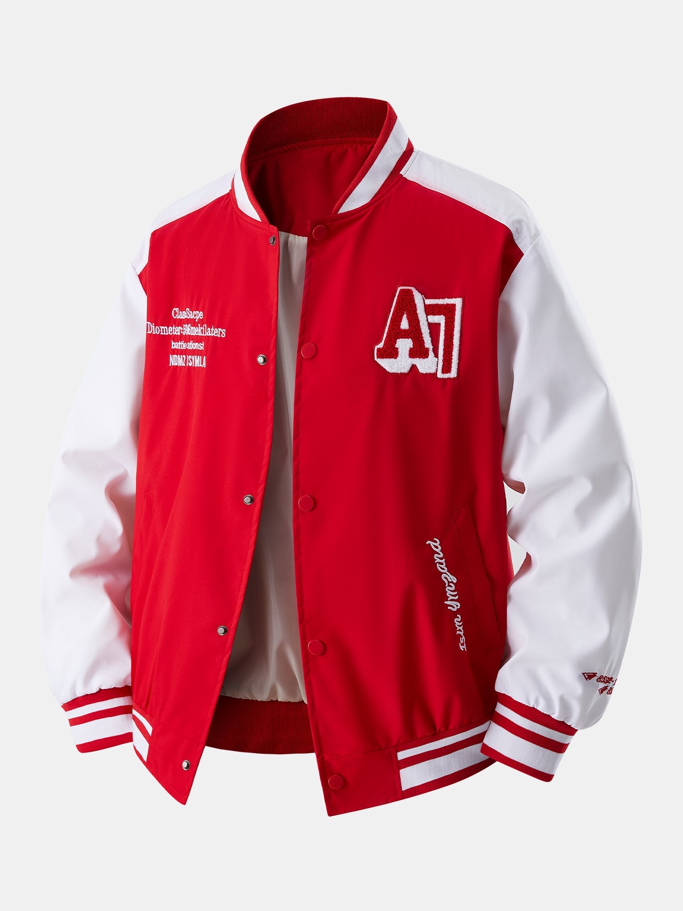 Veste de Baseball à Broderie Contrastée Coupe Relaxed