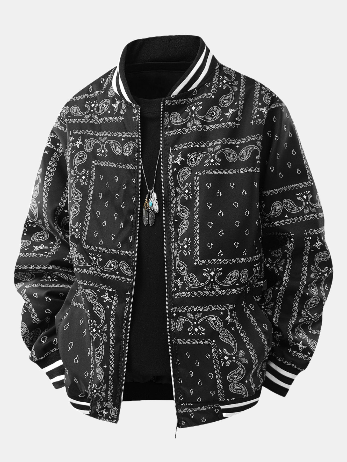 Veste en denim avec imprimé paisley