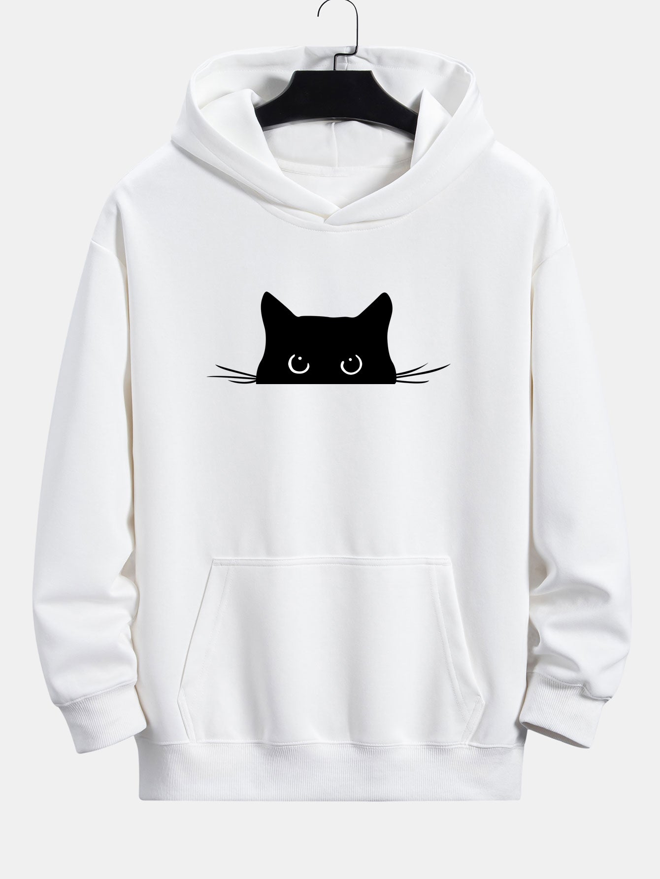 Hoodie Relaxed Fit Imprimé Chat Noir