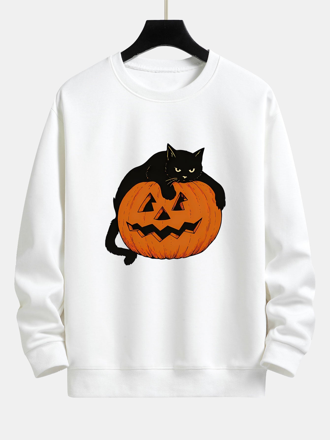 Sweatshirt Relaxed Fit Imprimé Chat Noir et Citrouille
