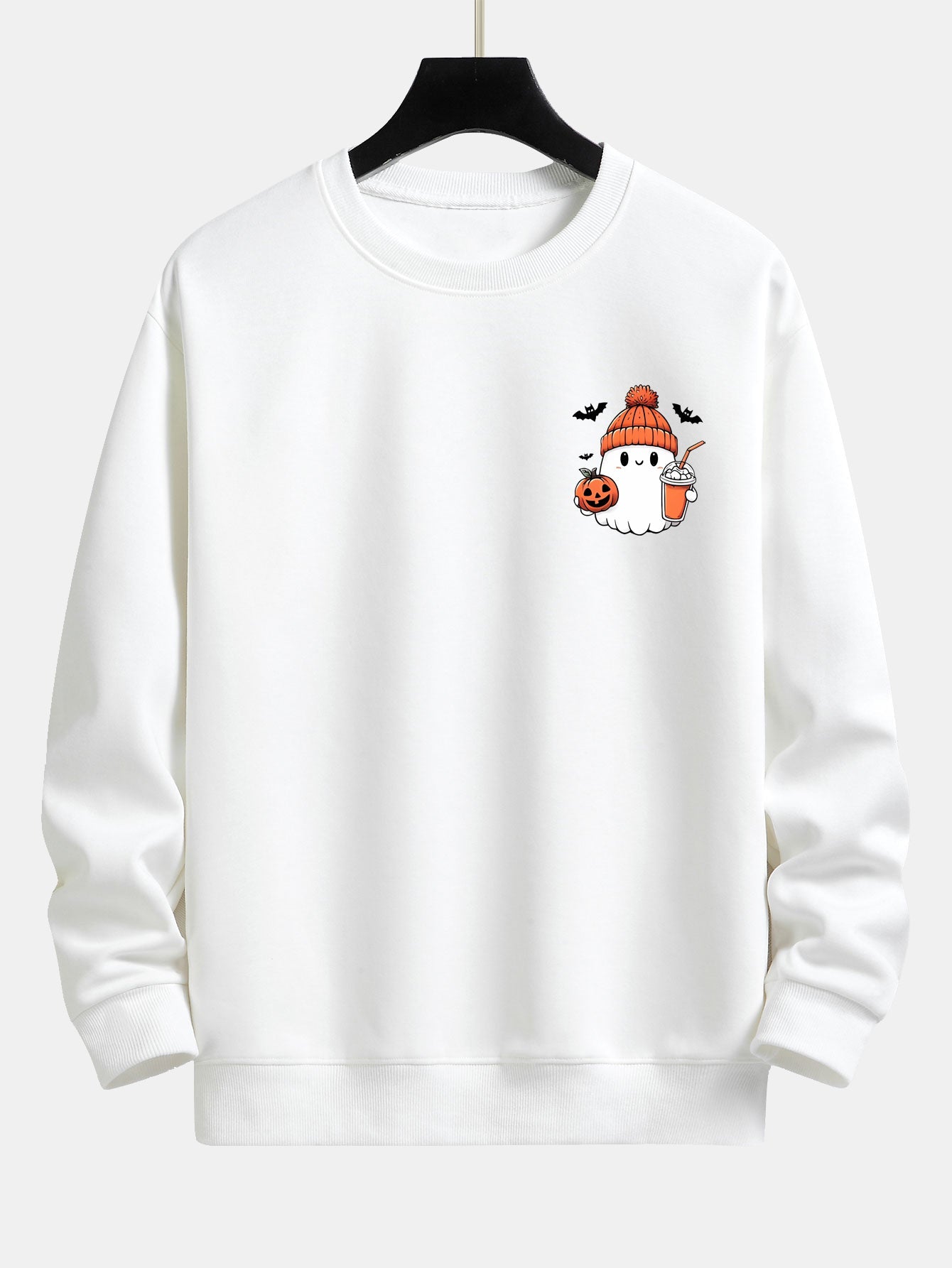 Sweatshirt décontracté imprimé citrouille fantôme d'Halloween