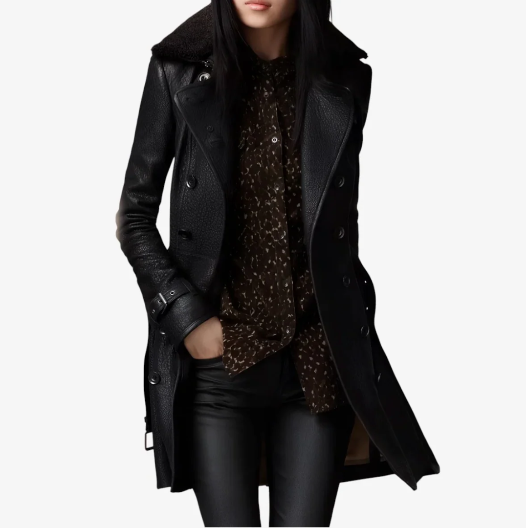 Alessandra™ - Manteau en cuir élégant 3/4