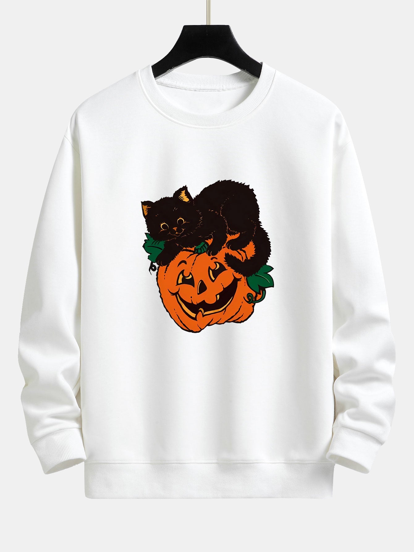 Sweatshirt Relax Fit Imprimé Chat Noir Citrouille