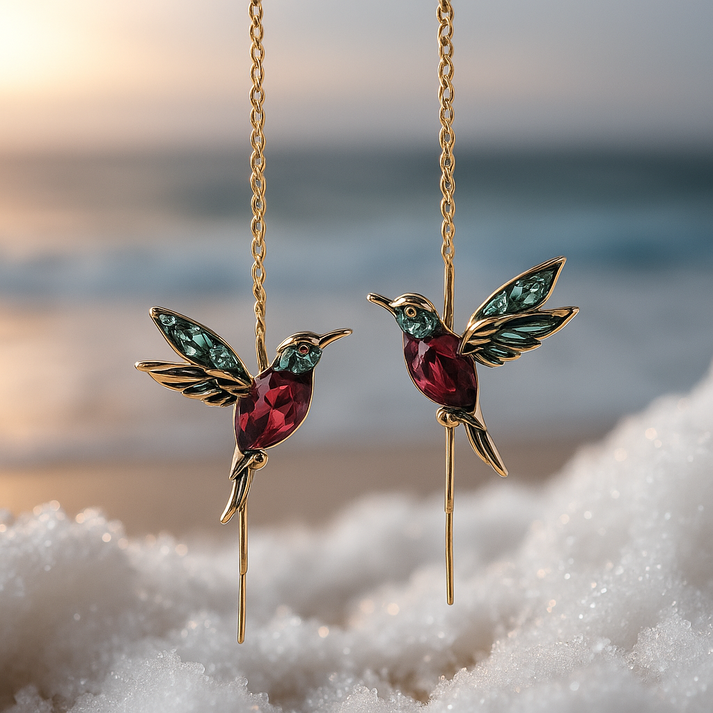 Shay | Boucles d'oreilles Kolibri-Emaile avec zircon