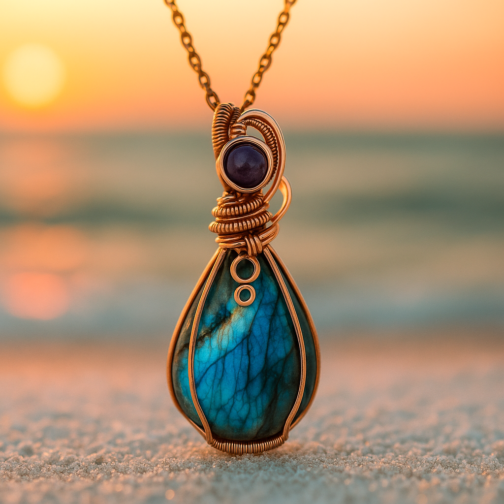 Aurora | Pendentif en Labradorite et Améthyste