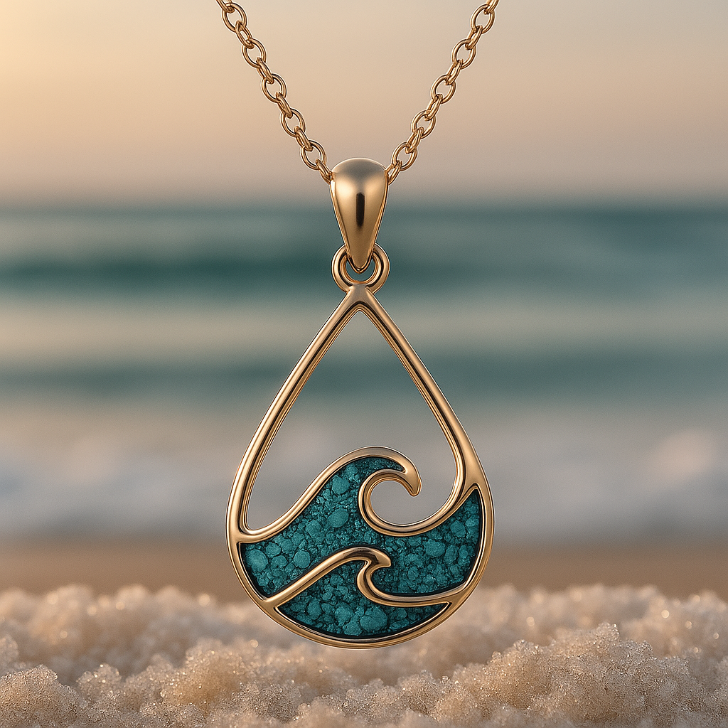 Aukai | Pendentif avec vague et turquoise