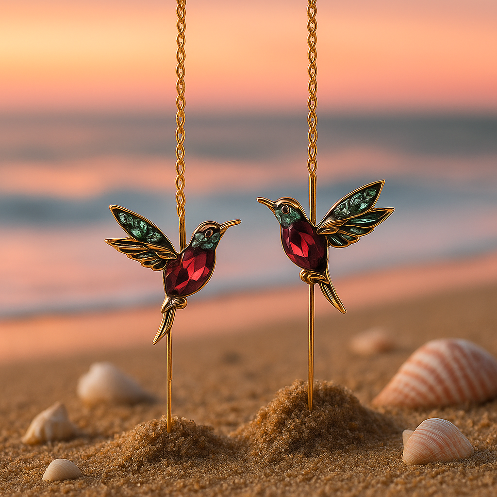 Shay | Boucles d'oreilles Kolibri-Emaile avec zircon