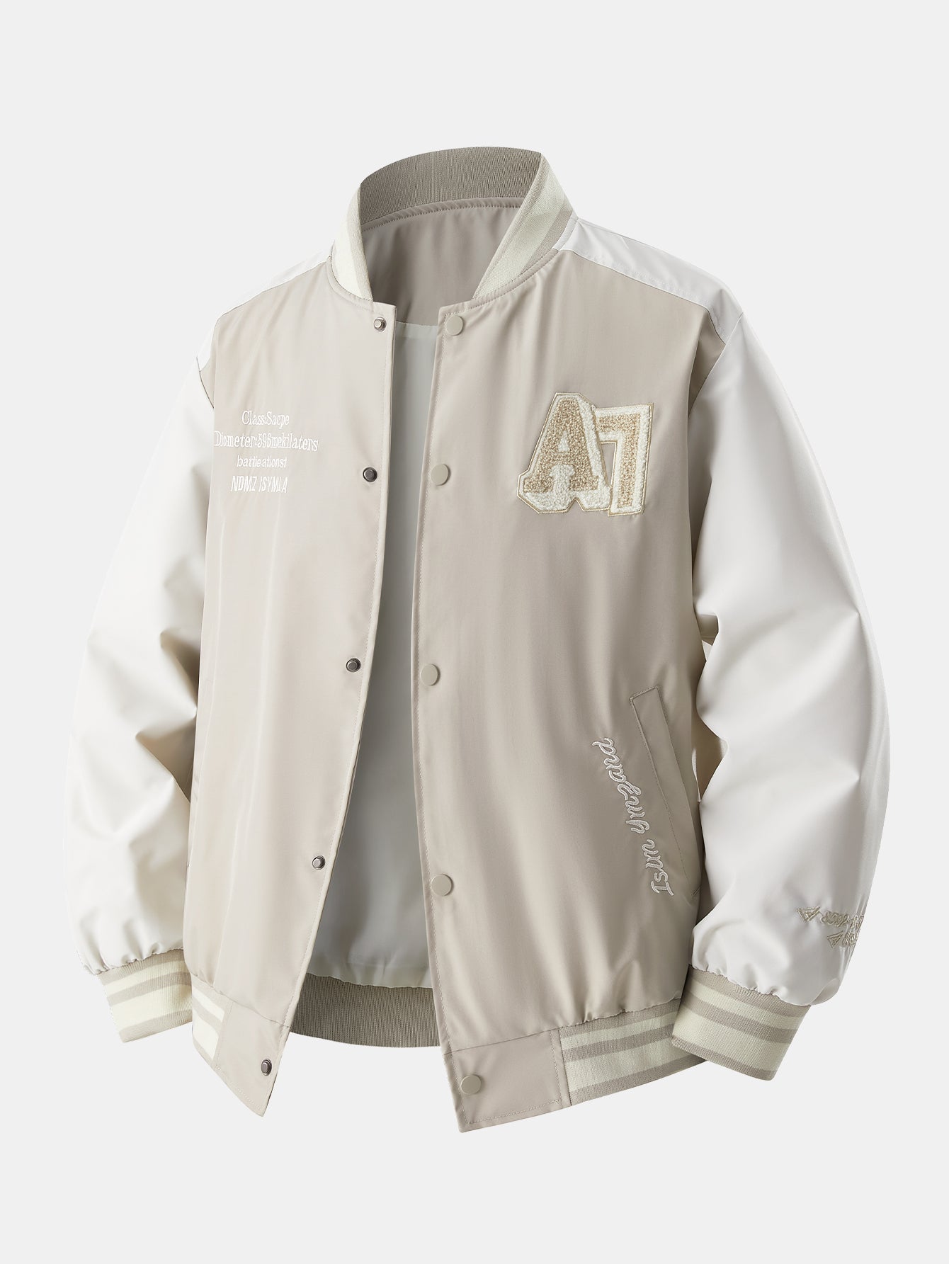 Veste de Baseball à Broderie Contrastée Coupe Relaxed