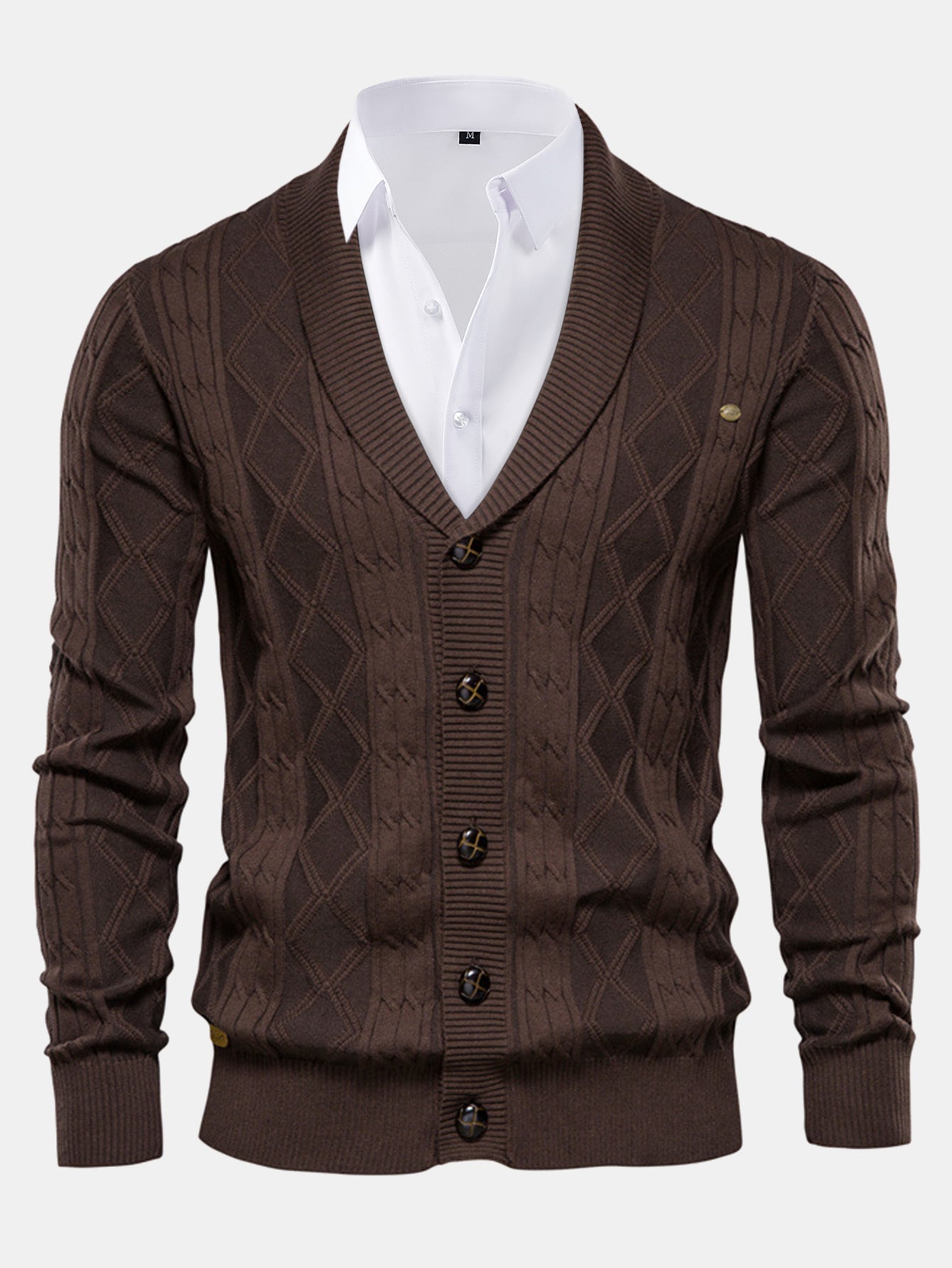 Gilet en jacquard géométrique à col châle