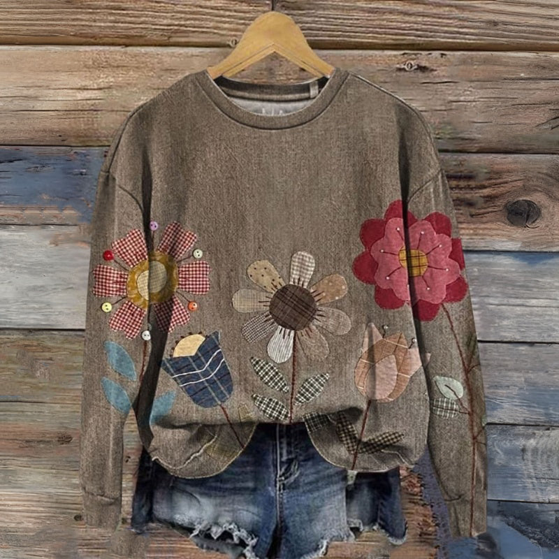 Sweat-Shirt Vintage À Imprimé Floral