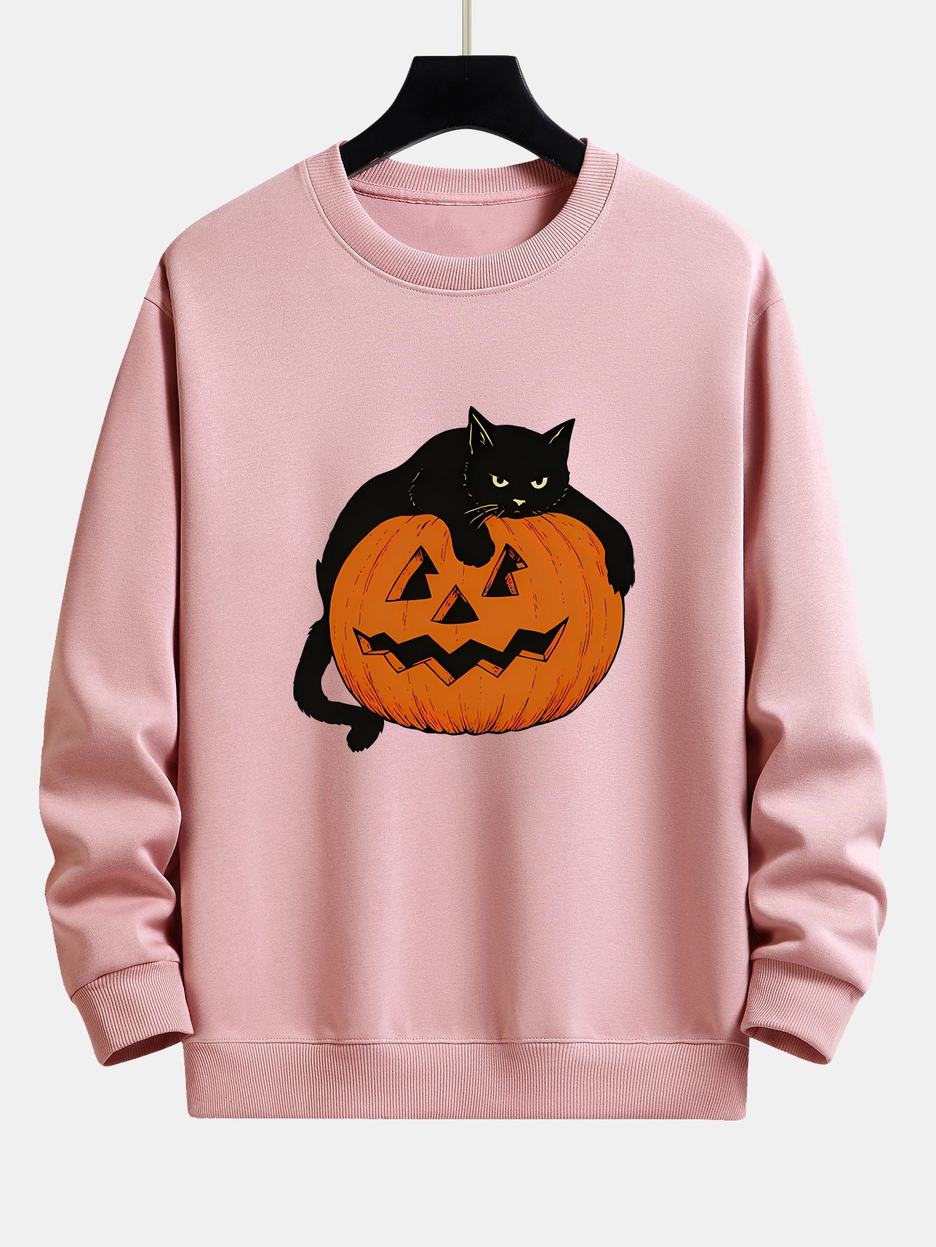 Sweatshirt Relaxed Fit Imprimé Chat Noir et Citrouille