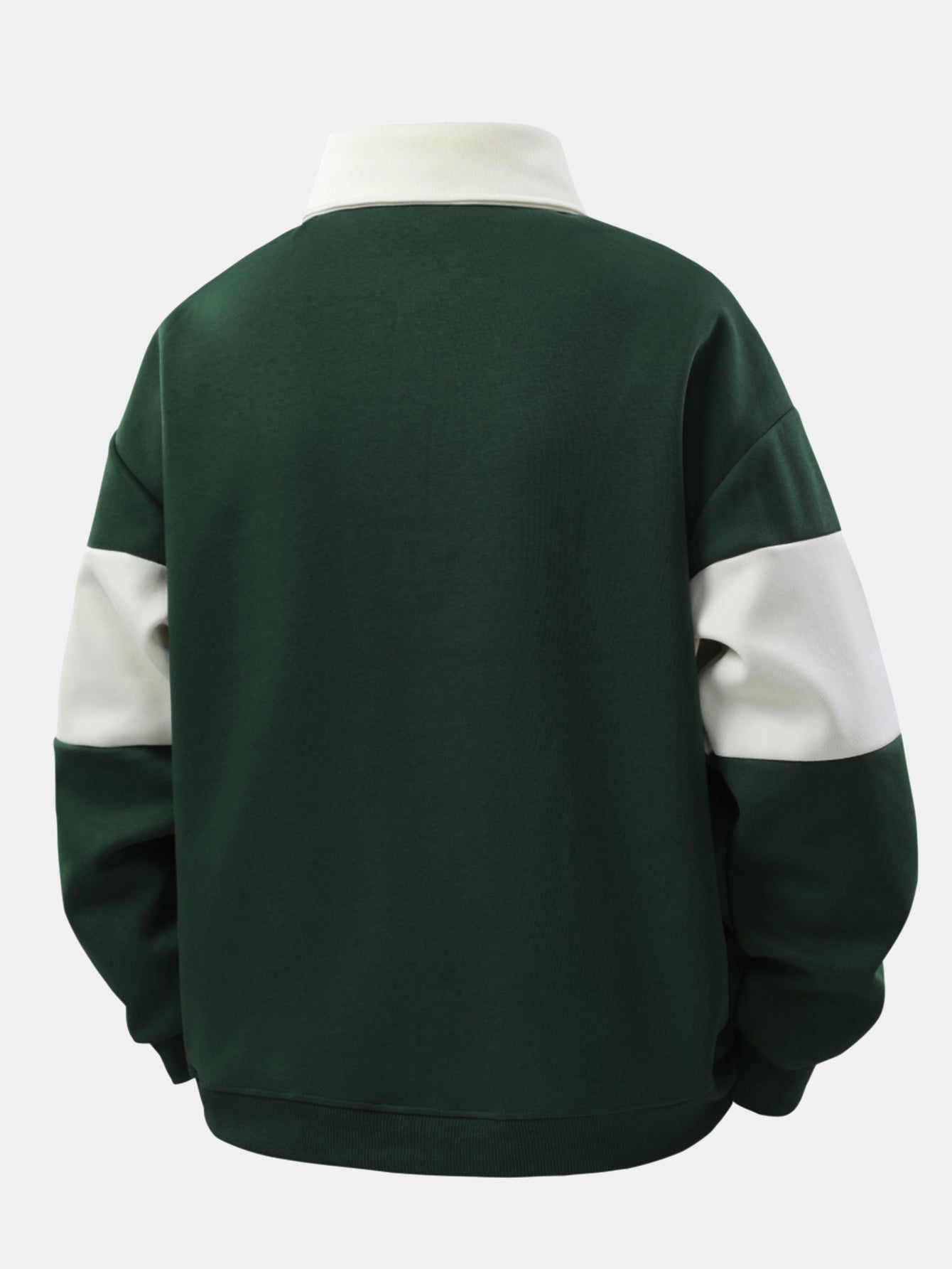 Polo Sweatshirt Patchwork Color Block à Coupe Détendue