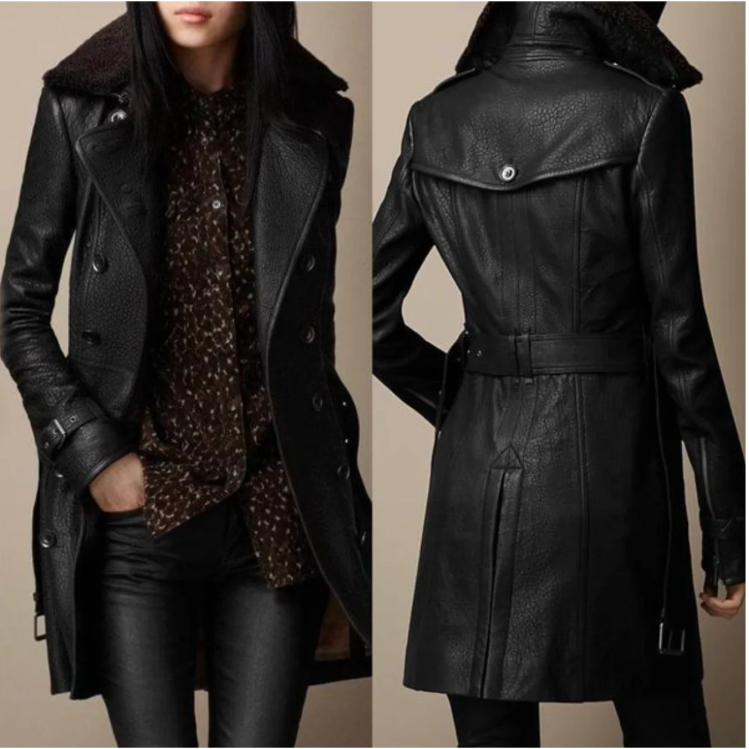 Alessandra™ - Manteau en cuir élégant 3/4