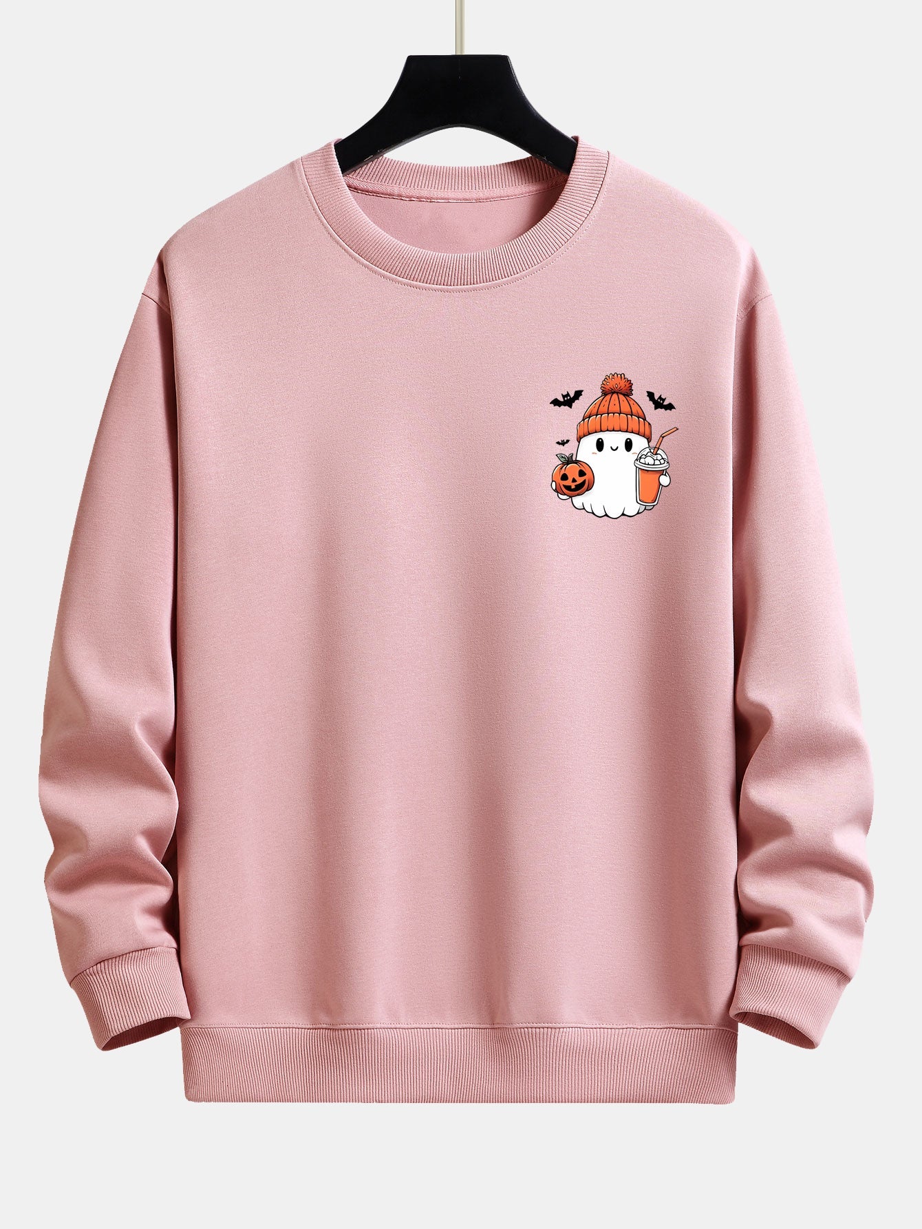 Sweatshirt décontracté imprimé citrouille fantôme d'Halloween