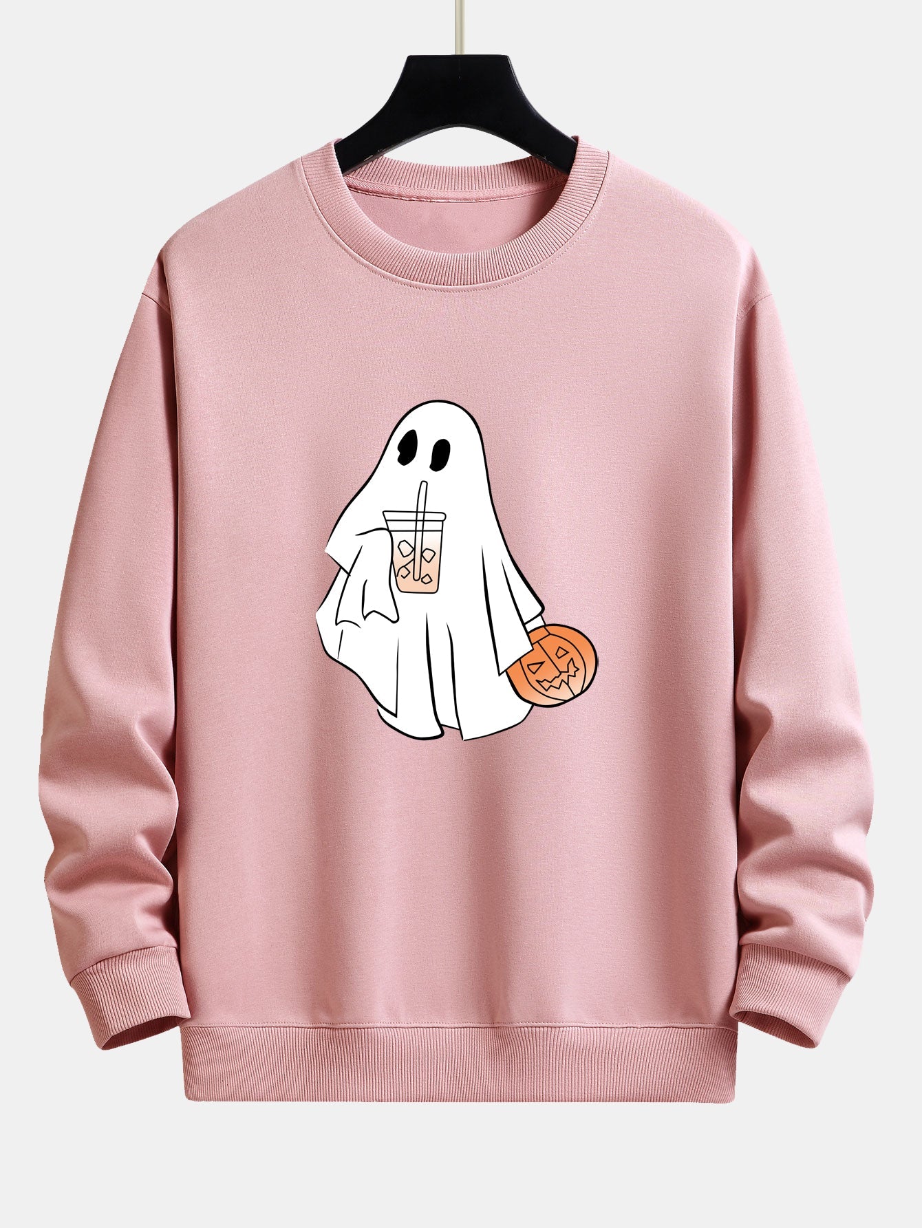 Sweatshirt décontracté imprimé citrouille fantôme de Halloween