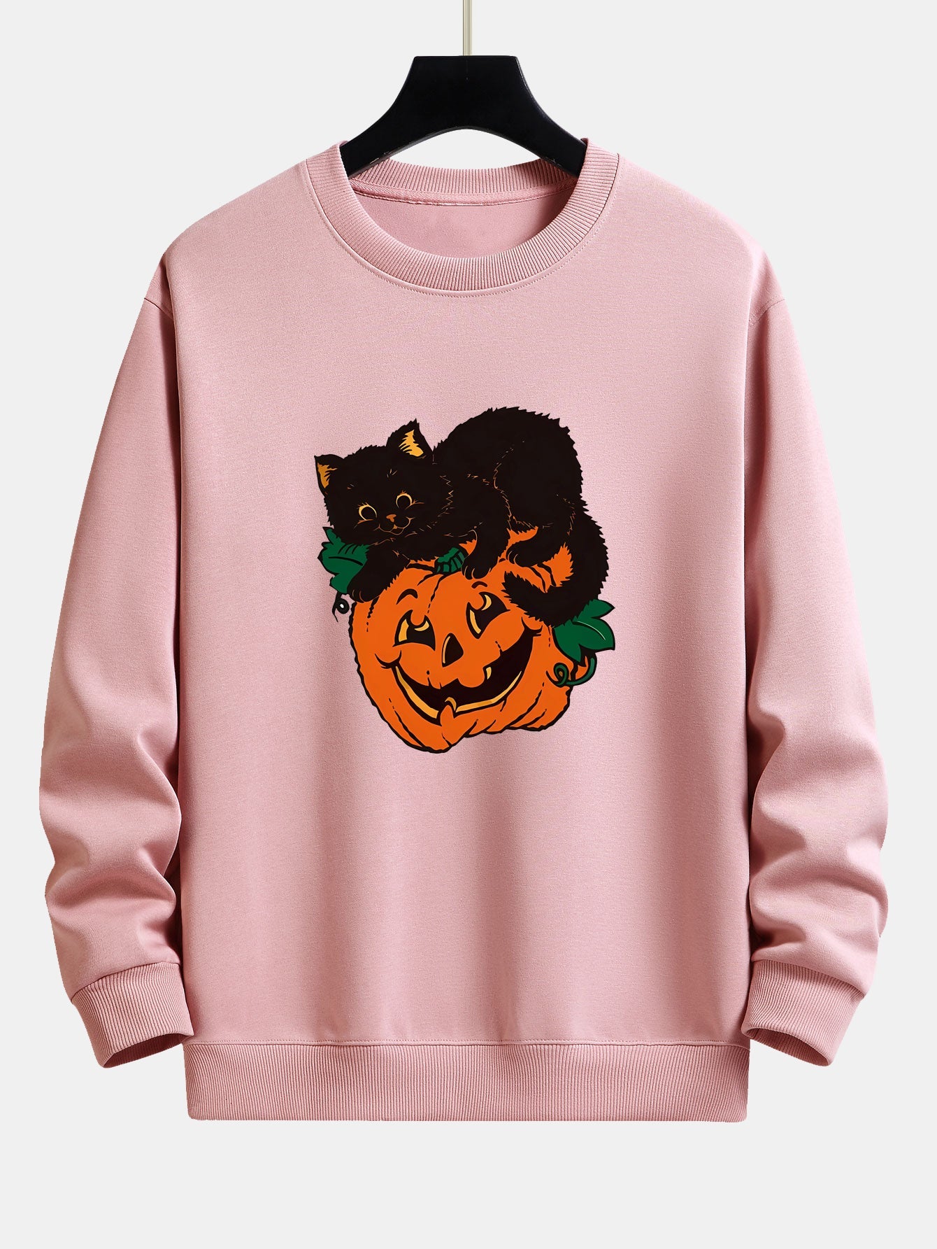 Sweatshirt Relax Fit Imprimé Chat Noir Citrouille