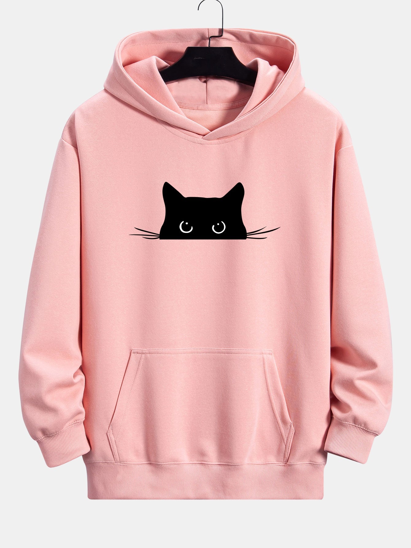 Hoodie Relaxed Fit Imprimé Chat Noir
